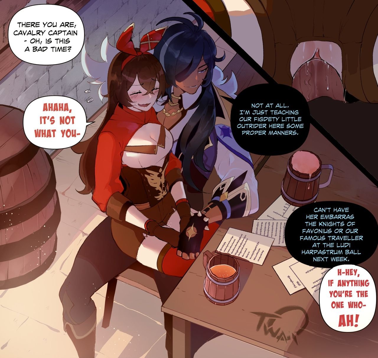 ThiccwithaQ / Nyantcha - Amber NTR with Kaeya (Genshin Impact) English image number 1