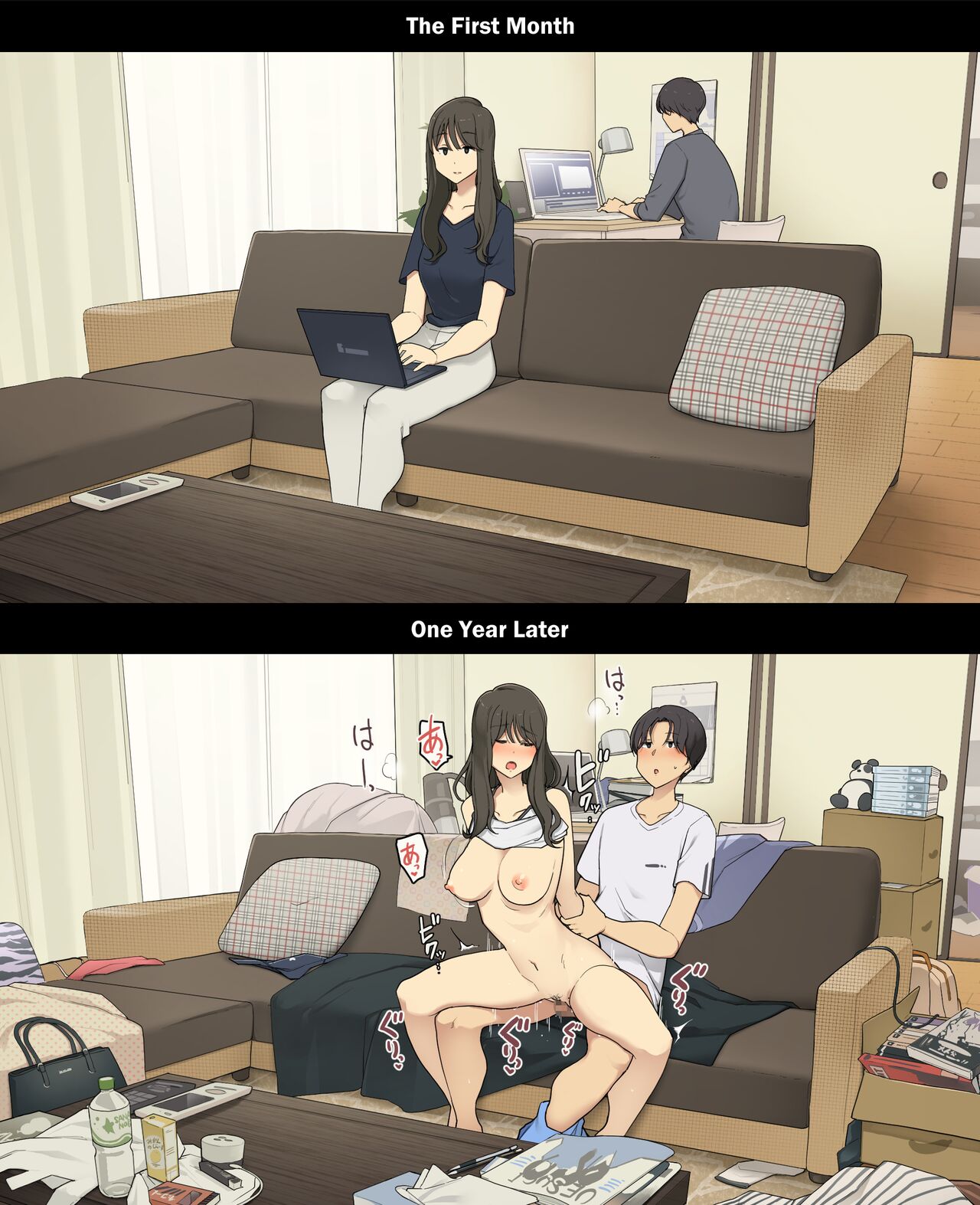 A Day in the Life of a Couple: Their First Month Living Together vs. One Year Later Dousei Seikatsu Ikkagetsume to Ichinen Ato, Asaokite kara Shuushin made no Hikaku image number 9
