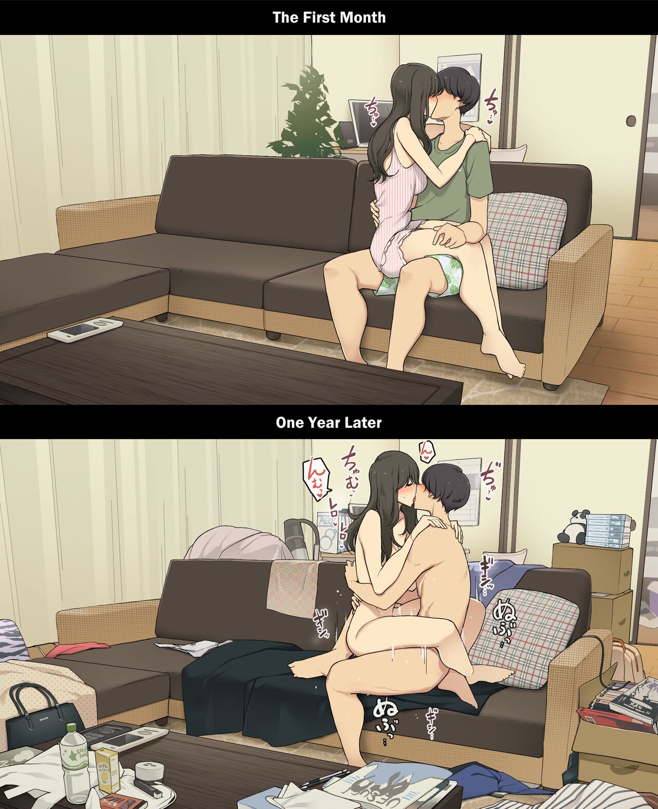 A Day in the Life of a Couple: Their First Month Living Together vs. One Year Later Dousei Seikatsu Ikkagetsume to Ichinen Ato, Asaokite kara Shuushin made no Hikaku image number 14