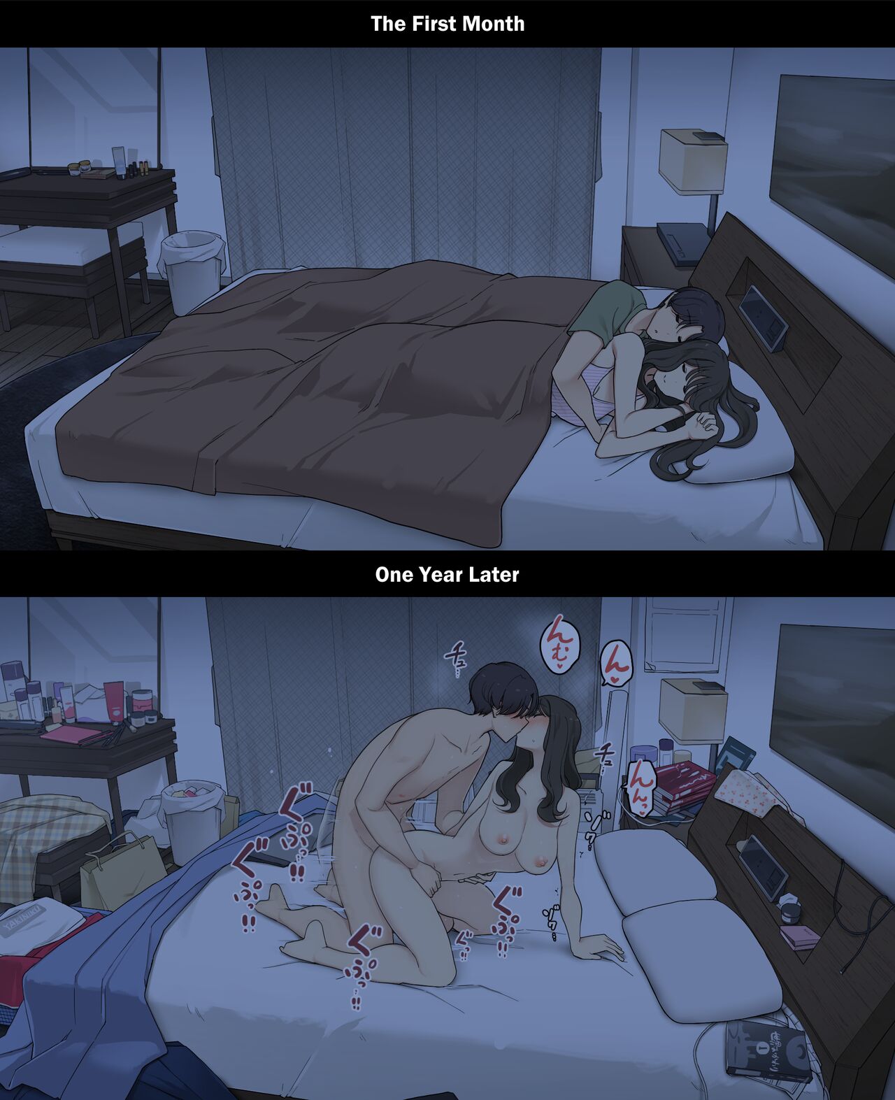 A Day in the Life of a Couple: Their First Month Living Together vs. One Year Later Dousei Seikatsu Ikkagetsume to Ichinen Ato, Asaokite kara Shuushin made no Hikaku image number 20