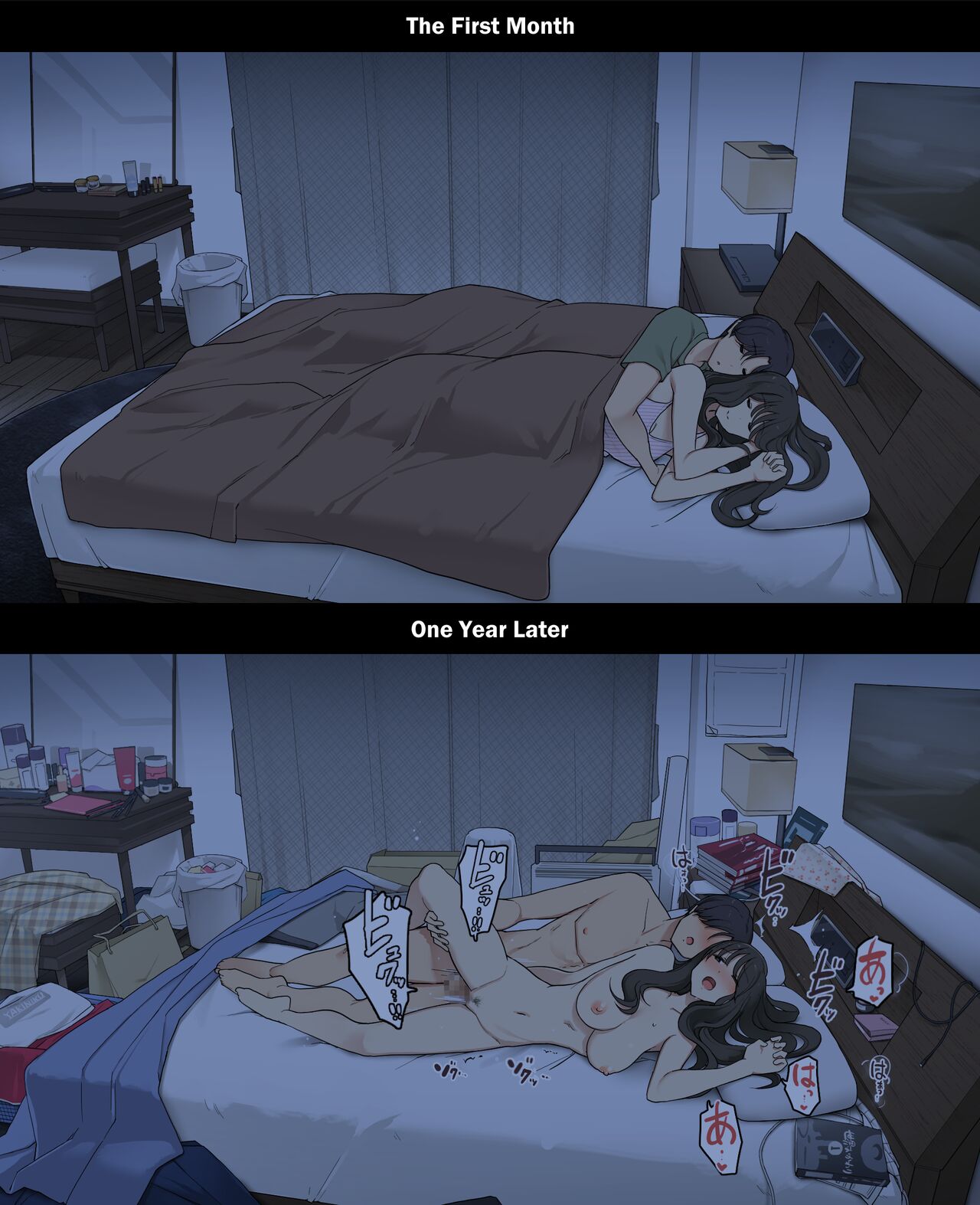 A Day in the Life of a Couple: Their First Month Living Together vs. One Year Later Dousei Seikatsu Ikkagetsume to Ichinen Ato, Asaokite kara Shuushin made no Hikaku image number 23