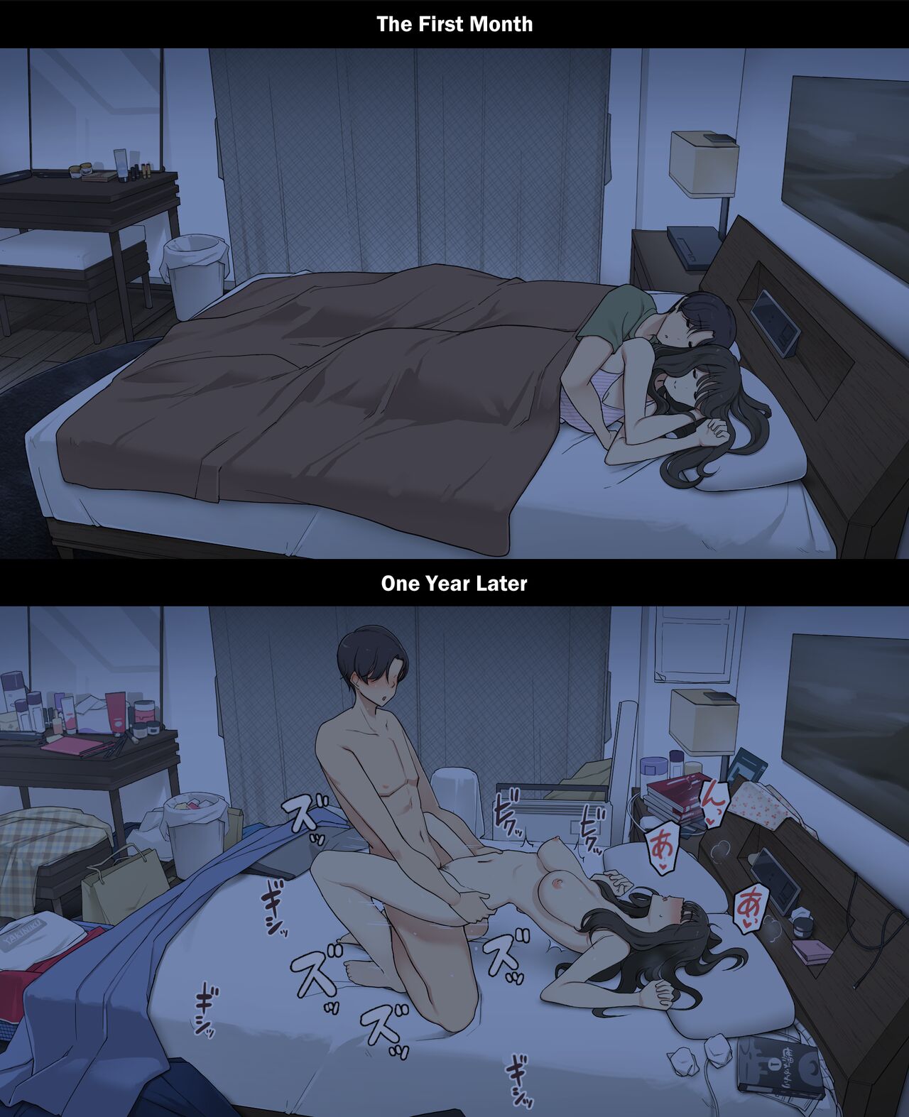 A Day in the Life of a Couple: Their First Month Living Together vs. One Year Later Dousei Seikatsu Ikkagetsume to Ichinen Ato, Asaokite kara Shuushin made no Hikaku image number 25