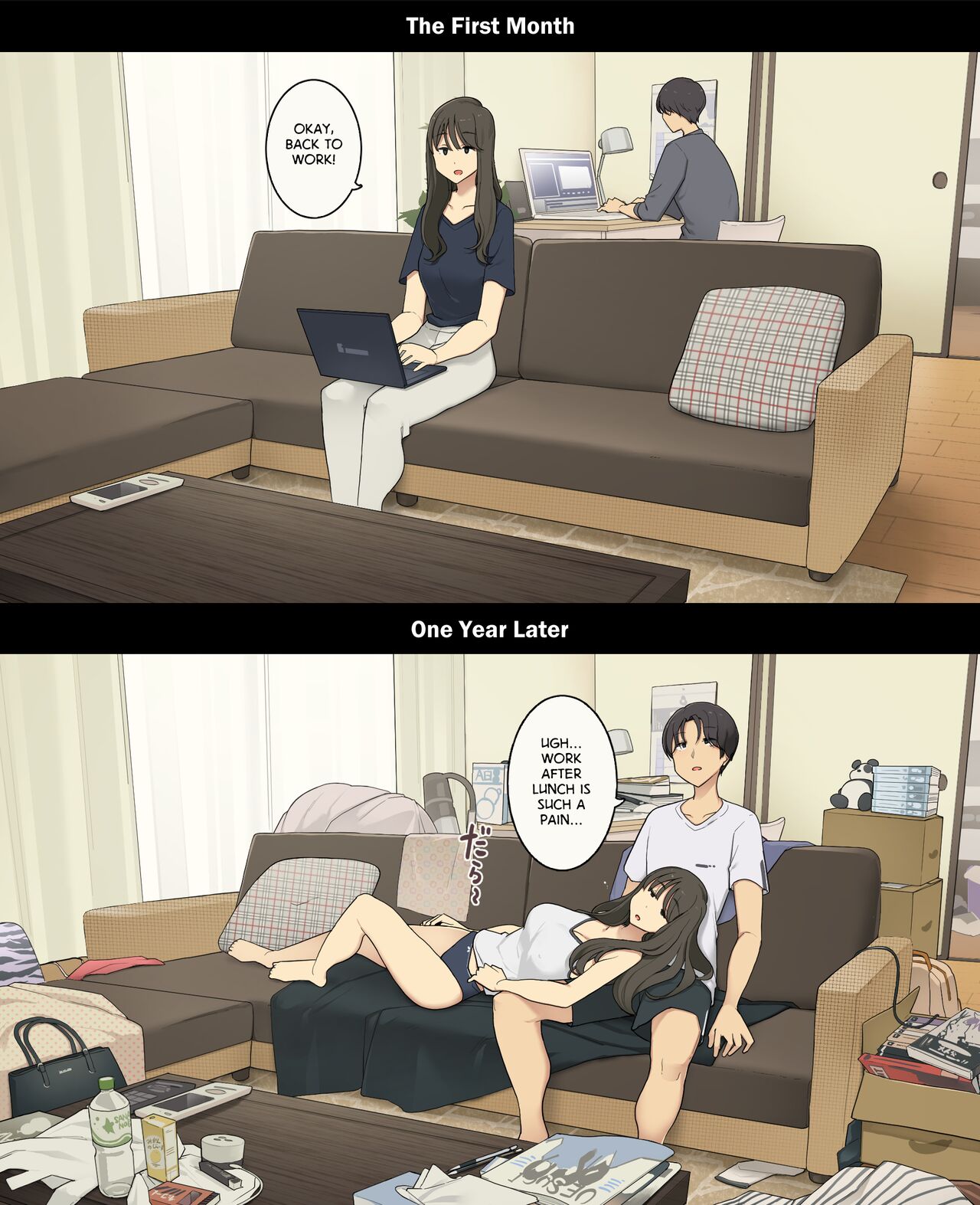A Day in the Life of a Couple: Their First Month Living Together vs. One Year Later Dousei Seikatsu Ikkagetsume to Ichinen Ato, Asaokite kara Shuushin made no Hikaku image number 7