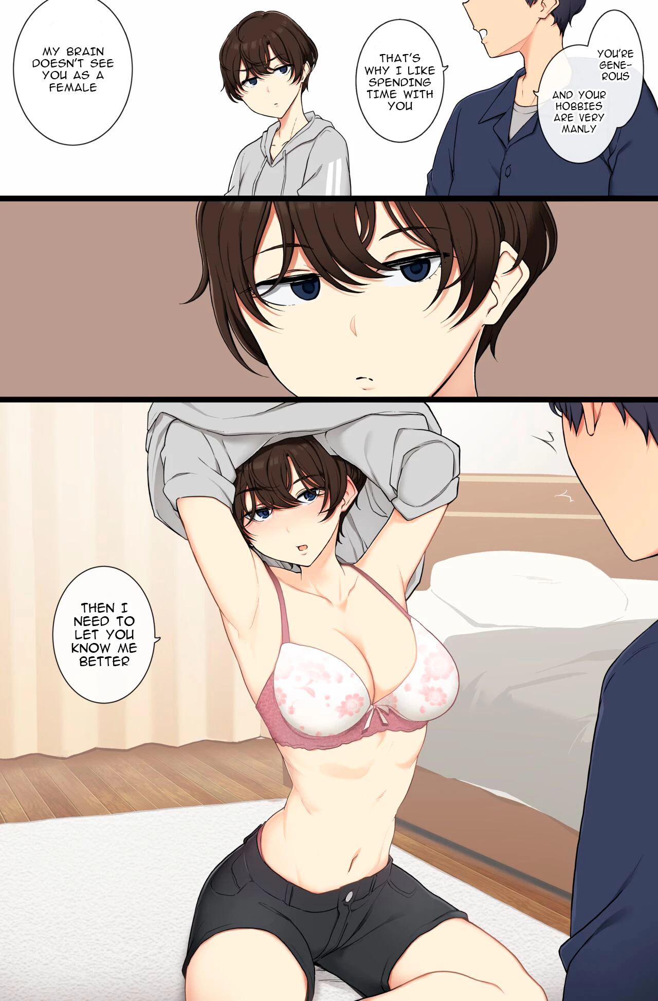 A boyish girl who will show you that she is female if you dont treat her like one  Onnanoko Atsukai Shinai to Mesu Dearu Koto o Wakarasetekuru Boyish Joshi image number 1