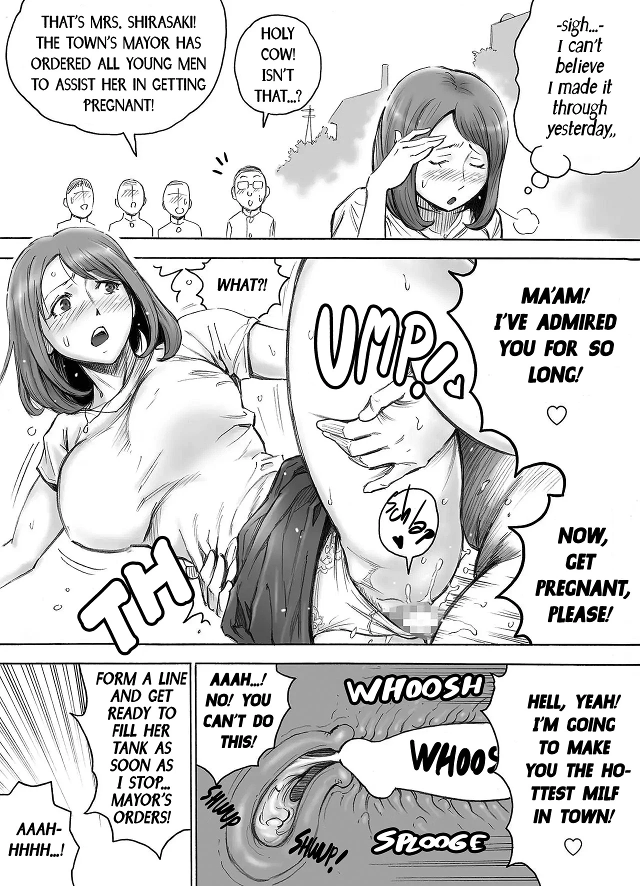 Let The Whole Town Impregnate A Wife Who Wants A Child Aka-chan ga Hoshii Hitozuma o Chounai Minna de Haramaseyou image number 12