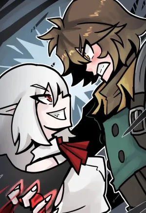 A fight between vampire and vampire hunter