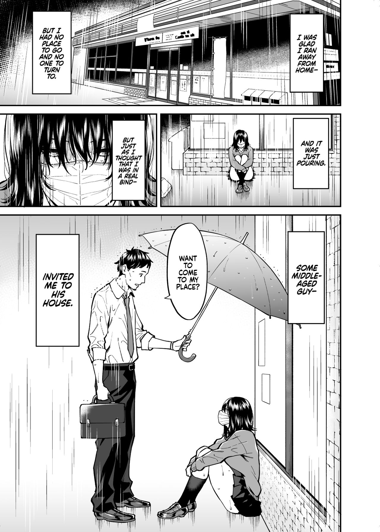 Uchuusen Shoujigou (Shouji Nigou) Hirowareta Onnanoko to Oji-san no Hanashi  The Runaway And The Middle-Aged Man English image number 1