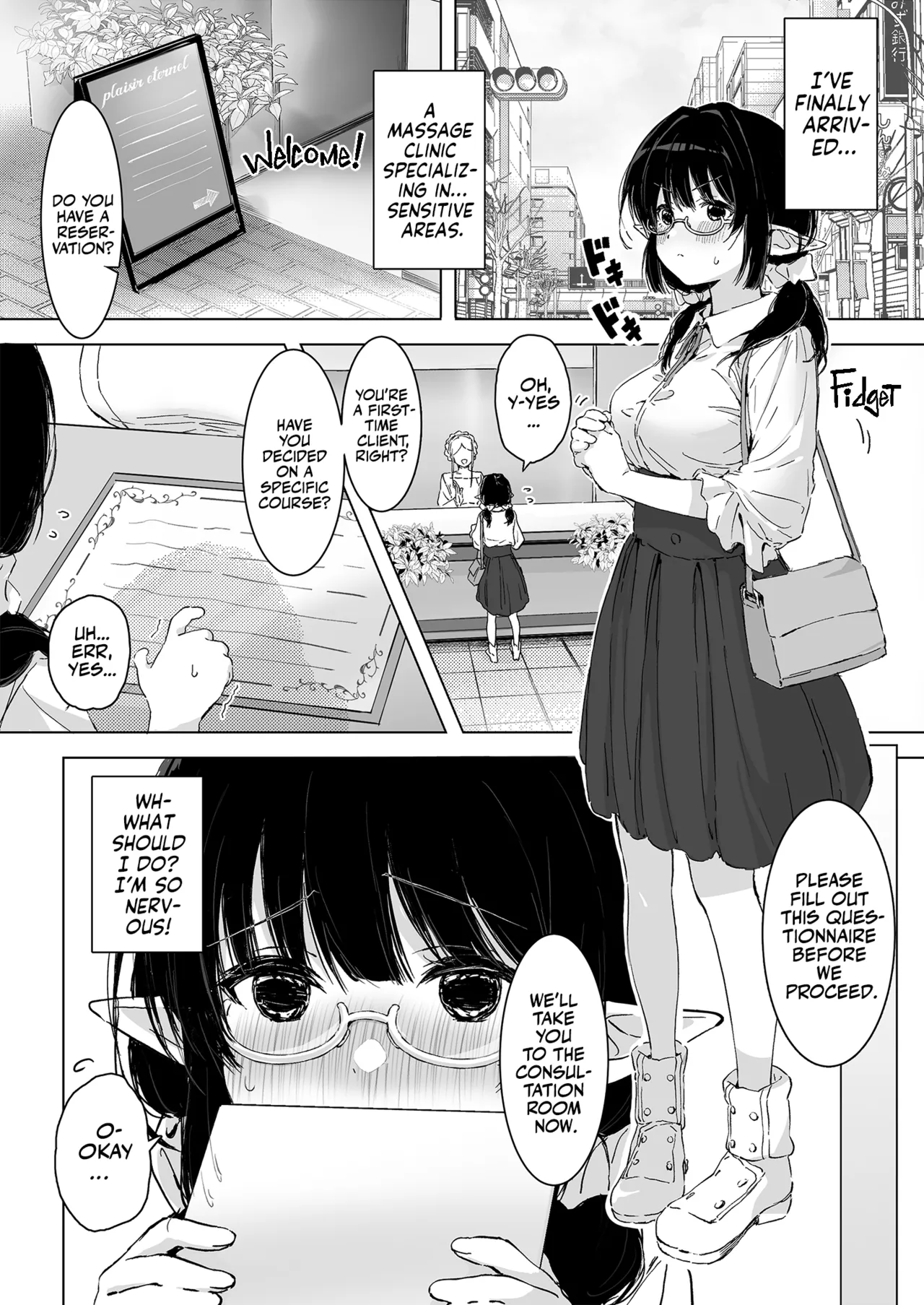 A Plain Jane Elfs Sexy Adventure at a Massage Clinic  Jimime na Kurokami Elf-chan ga Ecchi na Massage-ten de Seikantai Kaihatsu Sarechau Ohanashi image number 3