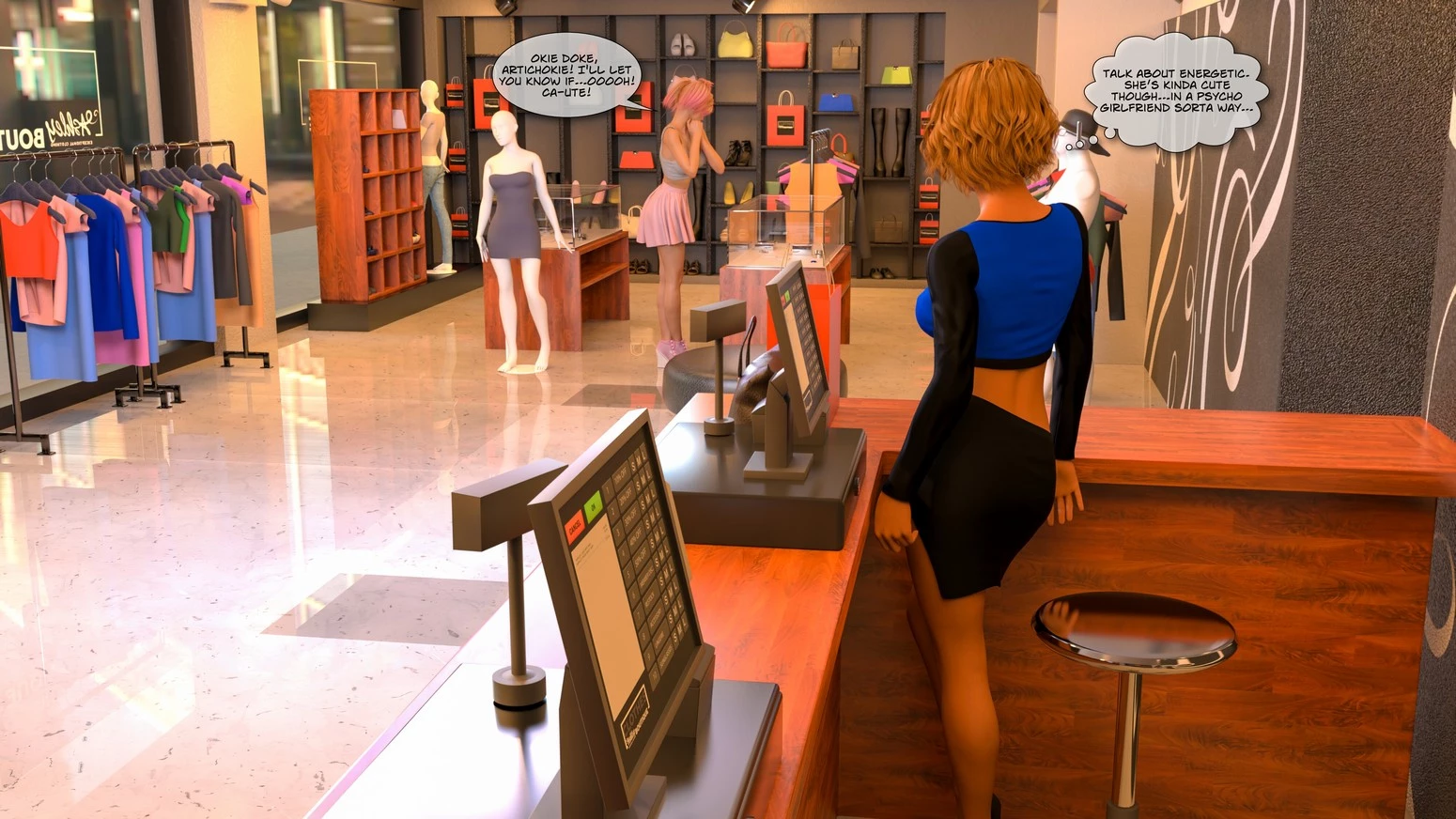 Trixie - Trying on the sales girl image number 4